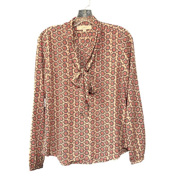 Ann Taylor Loft XS Print Long Sleeve Blouse - Picture 1 of 7